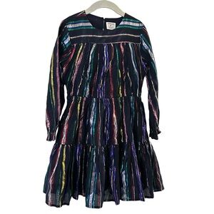 J.Crew: Girls' Puff-sleeve Dress In Metallic Rainbow Stripe